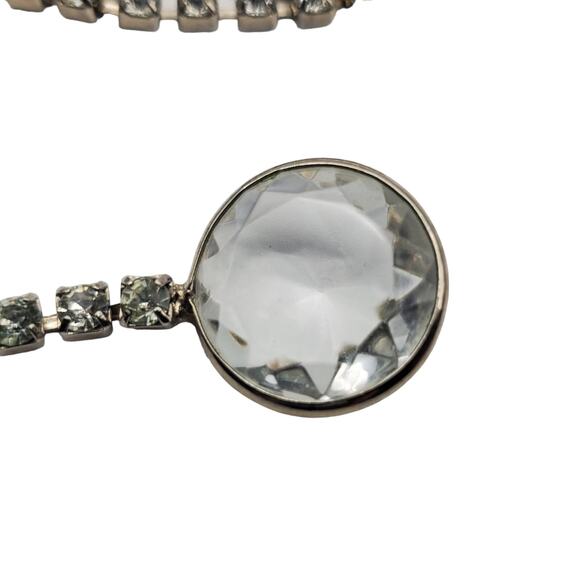 Crystal Rhinestone Belt Silver Tone Prong D&E 38" Skinny Bling Adjustable 1960s - Picture 8 of 12